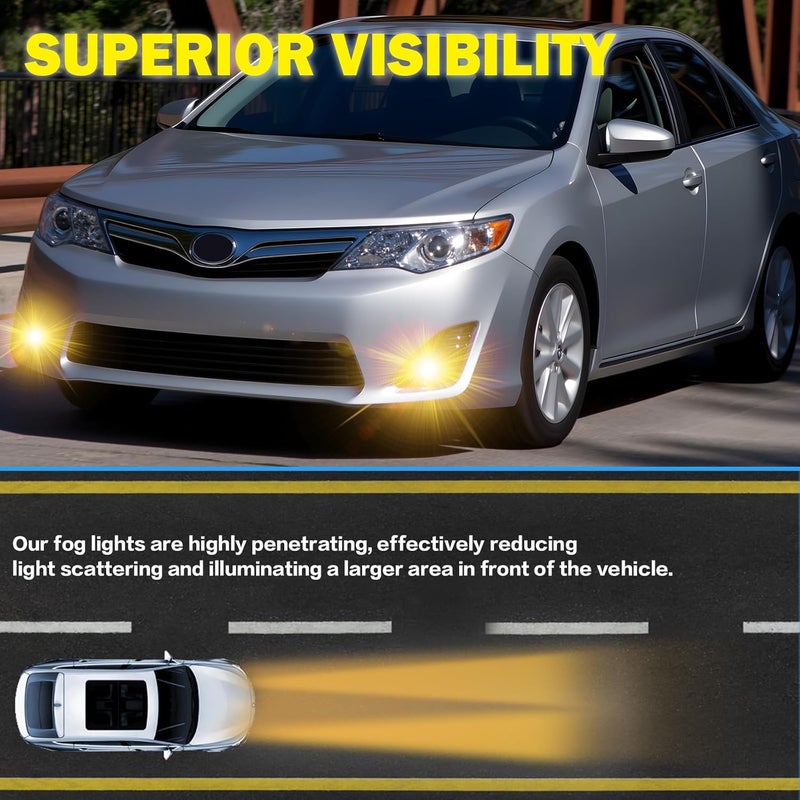 BOXLIGHT Fog Lights Compatible with 2012 2013 2014 Toyota Camry Fog Lights Bumper Driving Fog Lamps Assemblies with Switch and Wiring Harness Chrome Bezels 1 Pair of Fog Lights - Image 2